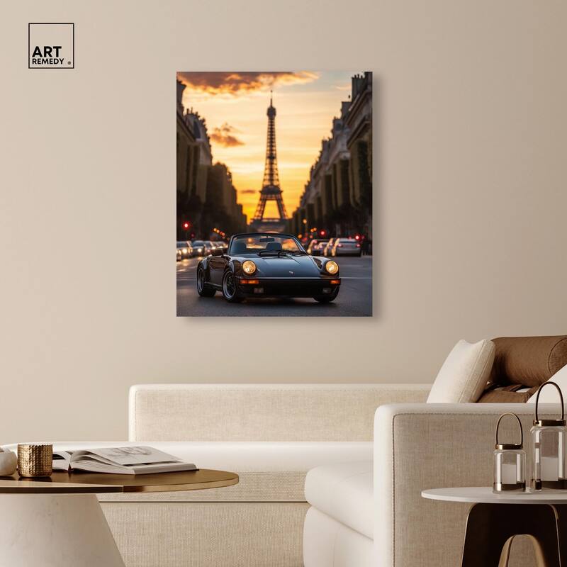 Parisian Porsche Twilight II Canvas by Art Remedy, Gallery Wrapped
