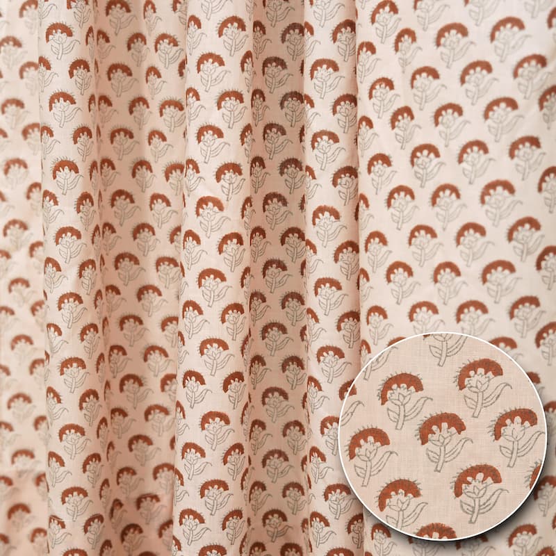 Fabdivine Block Print Curtain or Drape Decorative Home Accent Bed or Living Room