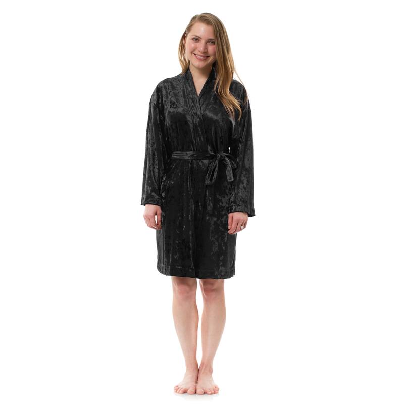 Leisureland Women's Luxurious Velvet Bathrobe - Black