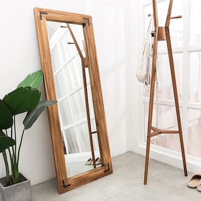 Farmhouse Rustic Wooden Framed Full Length Floor Mirror - 65"x24"