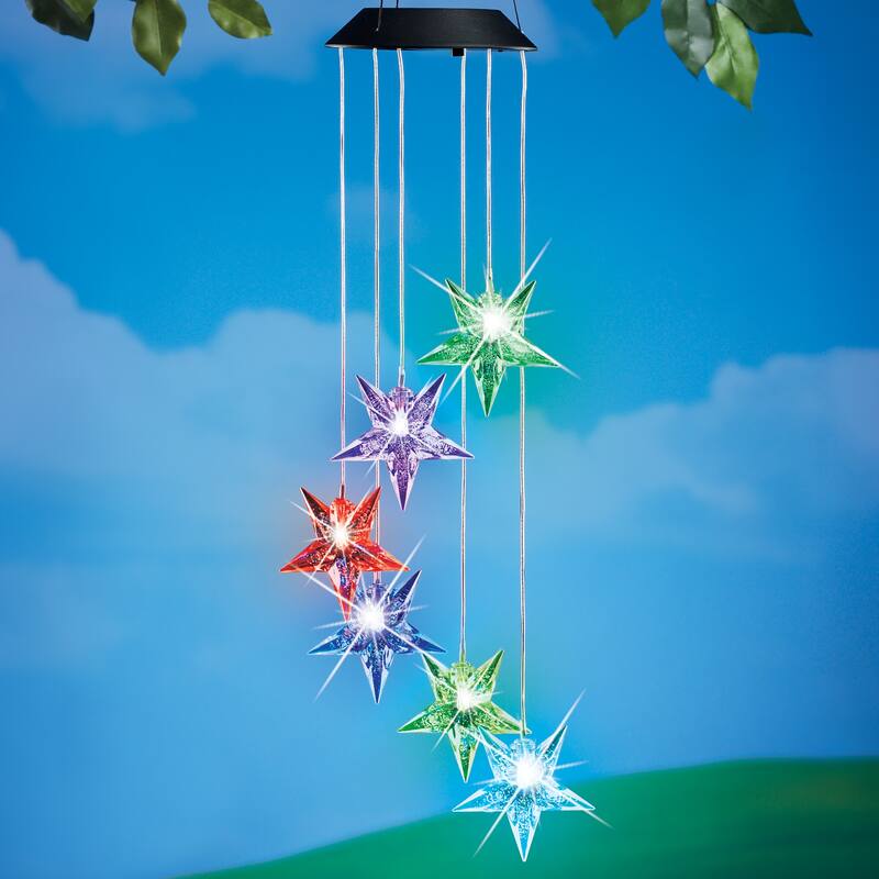 Solar Powered Color-Changing Star Garden Mobile - 5 x 34 x 5 - Black - 5 x 34 x 5 - Plastic