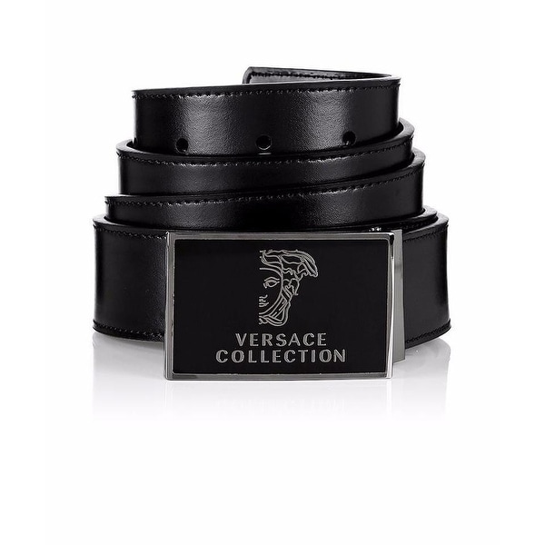 Versace Collection Black Leather Medusa Adjustable Belt 173