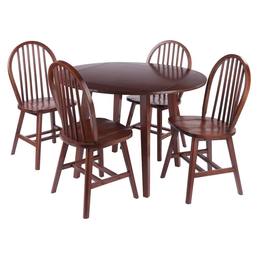 Dawson 5-Pc Drop Leaf Table with Windsor Chairs, Walnut