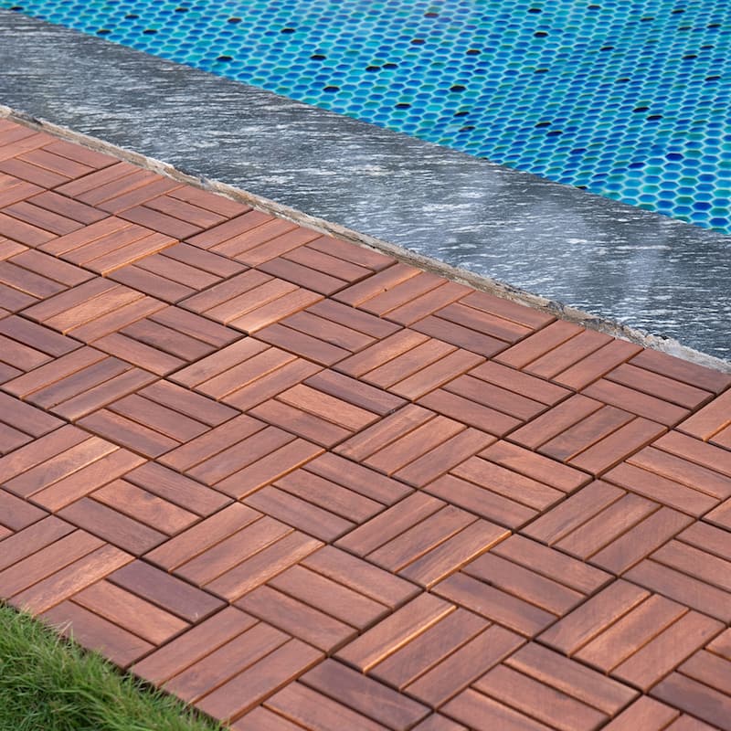 1 ft. x 1 ft. Square Acacia Wood Quick Interlocking Patio Deck Tiles
