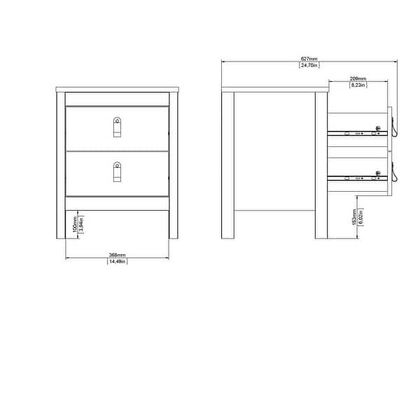 dimension image slide 6 of 8, Porch & Den Madrid 2-Drawer Nightstand