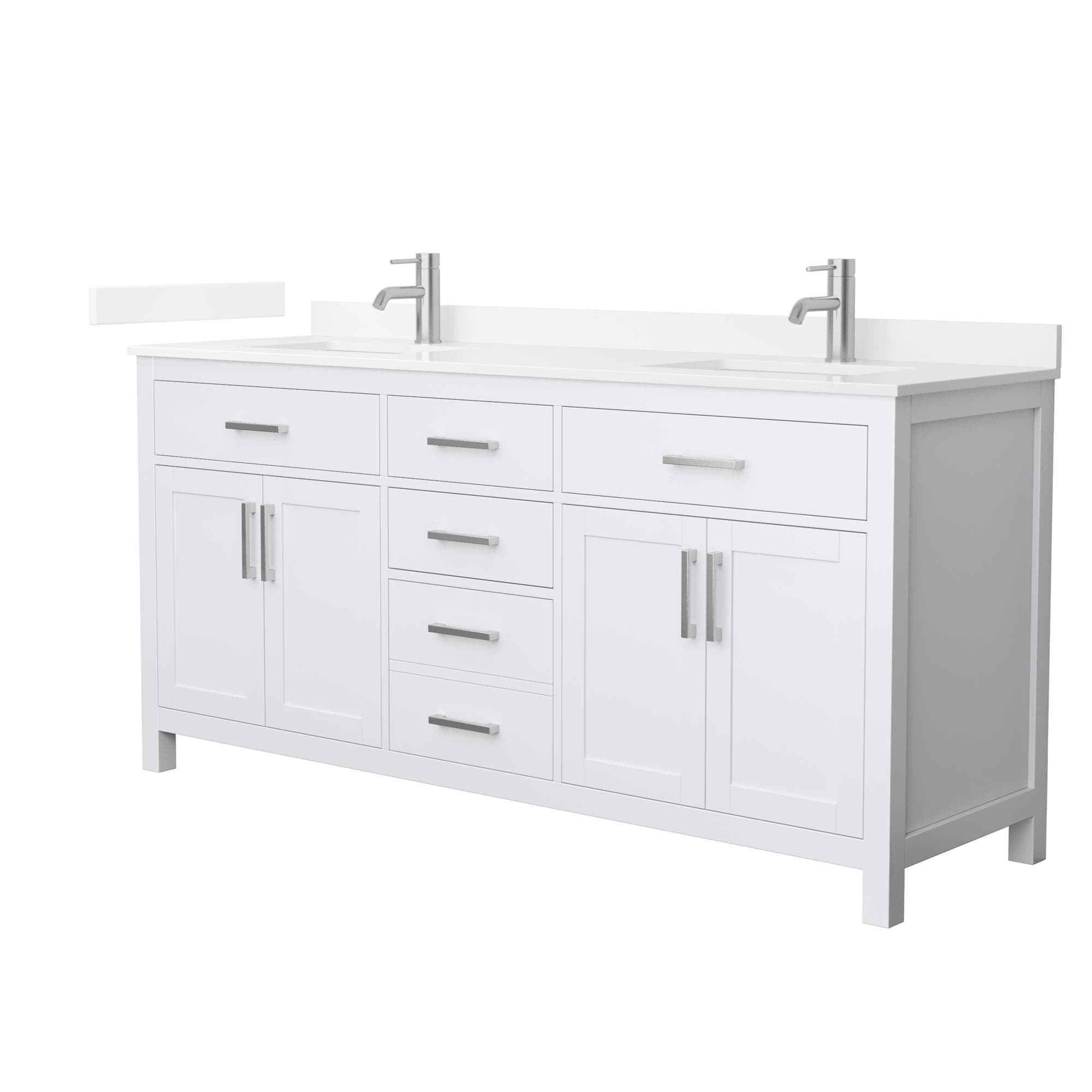 Wyndham Collection Beckett 72-inch Double Vanity, Quartz Top