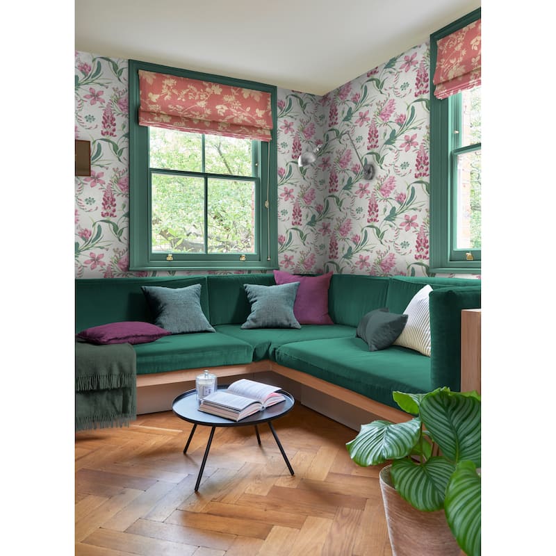 Graham & Brown Botanists Scroll Pink Wallpaper