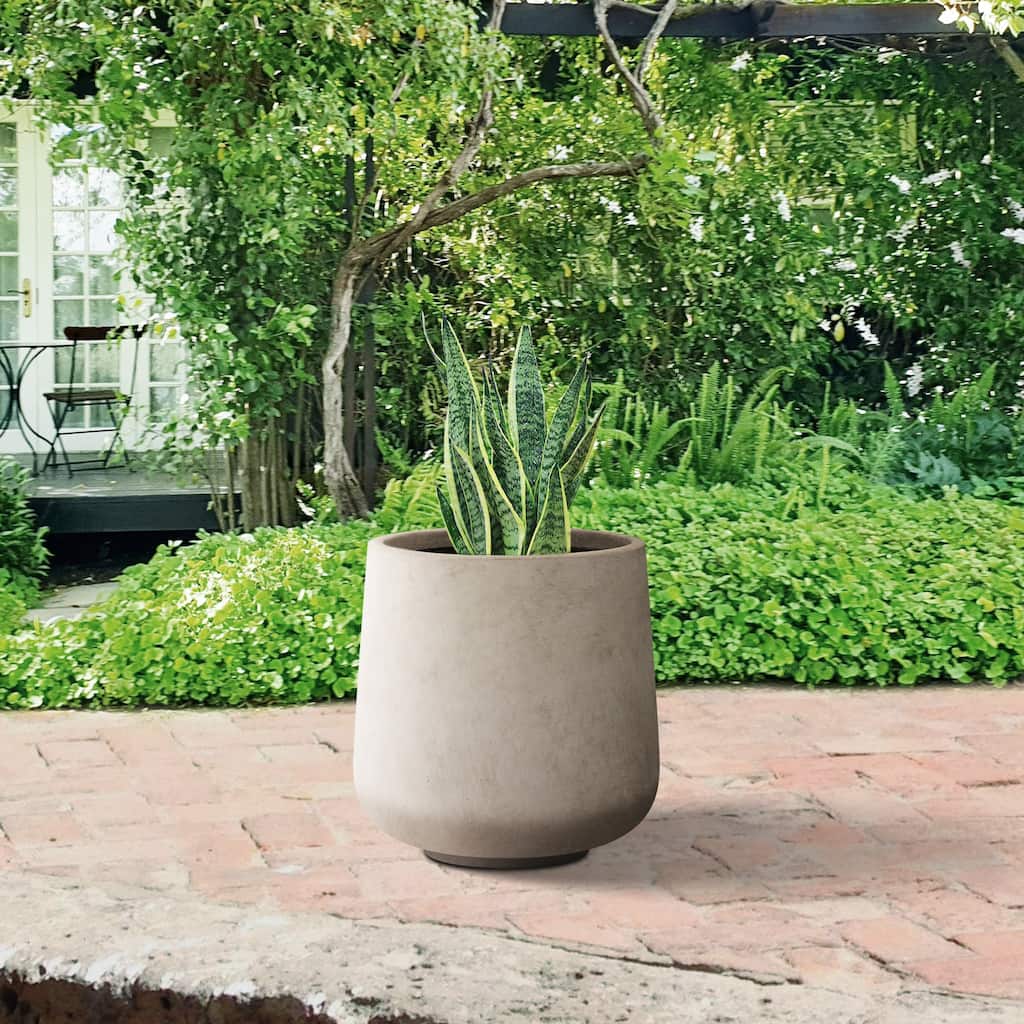 Plantara 17" H Round Concrete planter, Outdoor Modern Planter pot,Flower pot with Drainage Hole for Garden