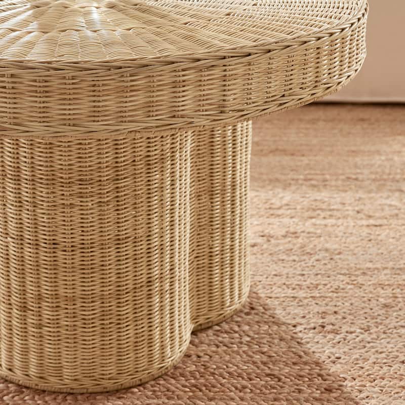 Ainsley 32 Inch Round Natural Rattan Coffee Table