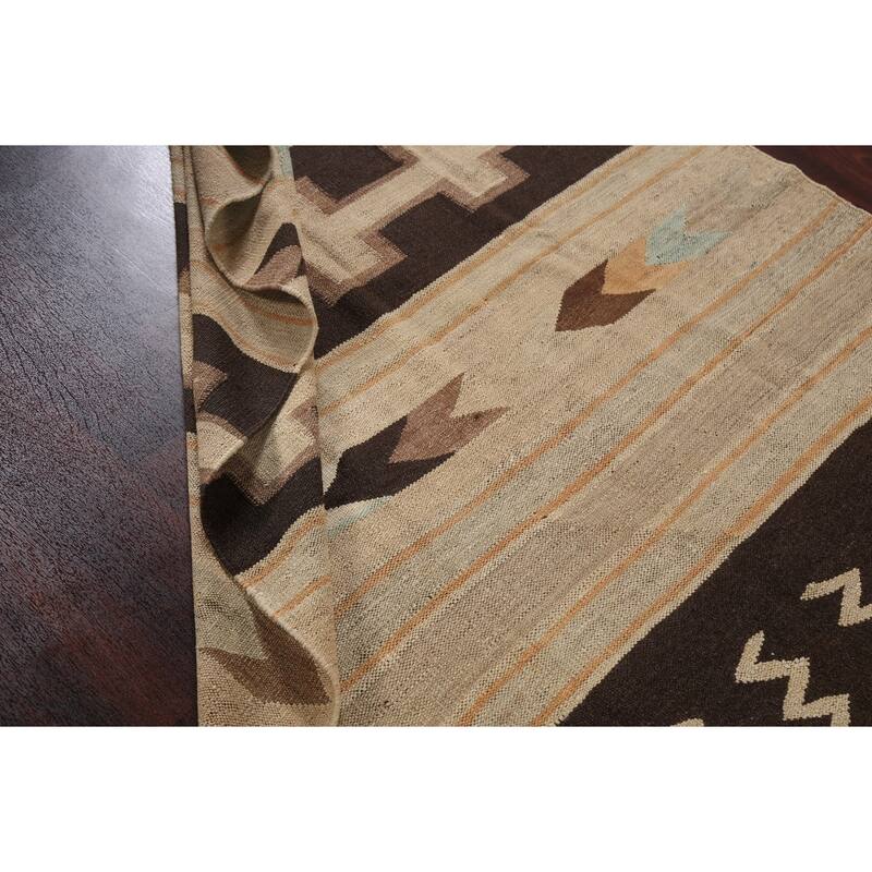 Natural Dye Kilim Geometric Tribal Oriental Area Rug Wool Flat-woven - 6'6" x 8'1"