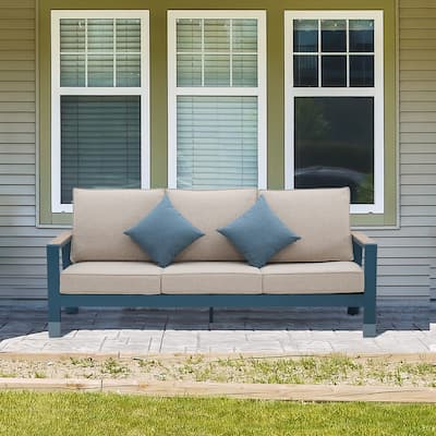 Zenova Aluminum Outdoor Sofa, Cushioned Aluminum Outdoor Sofa