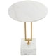 preview thumbnail 5 of 8, White Marble Geometric Accent Table with Gold Metal Rectangular Stand