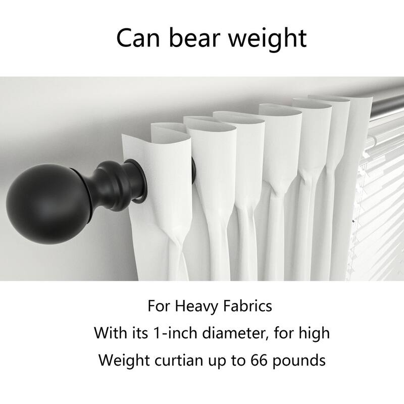 Tension Curtain Rods - Lordear 28" /48"/88" Black Metal Curtain Rod with Ball Top End Cap