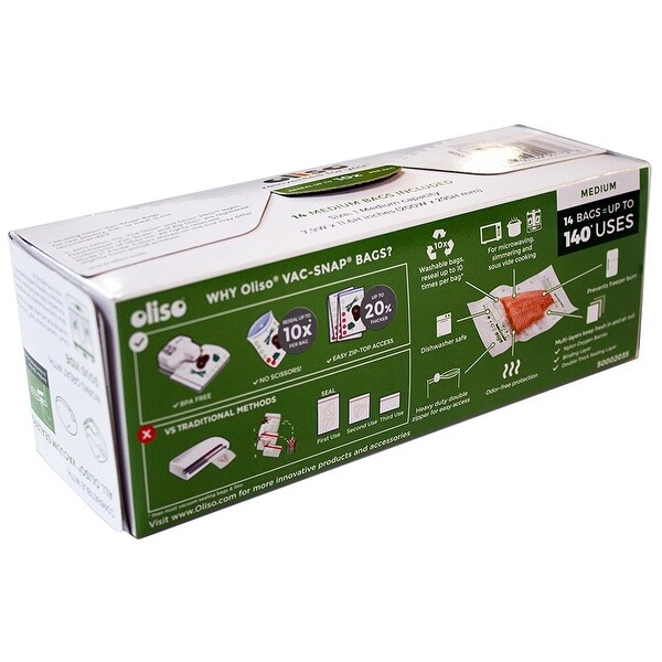Oliso Pro 5002035 VAC-SNAP Bags, Medium, 1 Quart, 14 Bags