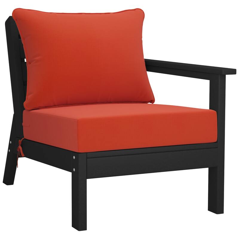 Birchwood All Weather HDPE Outdoor Patio Black Deep Seating Conversation Set (6-Piece Set)