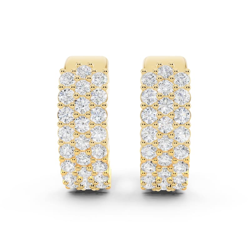 Vault Classics 1.00ct TW Natural Diamond 3-Row Hoop Earrings (I VS2)