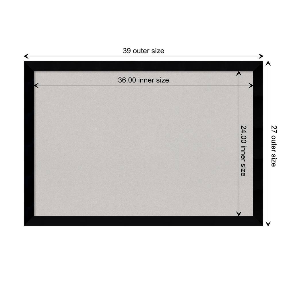 Black Museum Wood Framed Grey Corkboard Bulletin Board