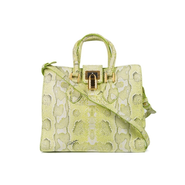 neon green snake print bag