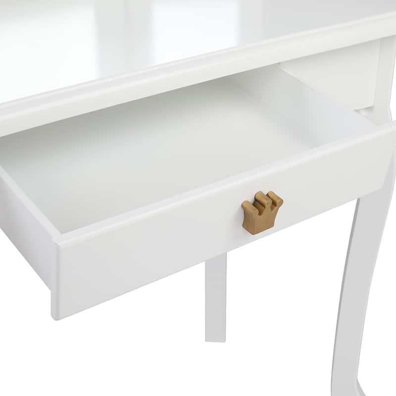 Kids Three-Sided Folding Mirror Dressing Table with Stool