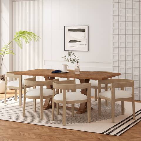 Hudson Fabric and Wood 7 Piece Dining Set by Christopher Knight Home