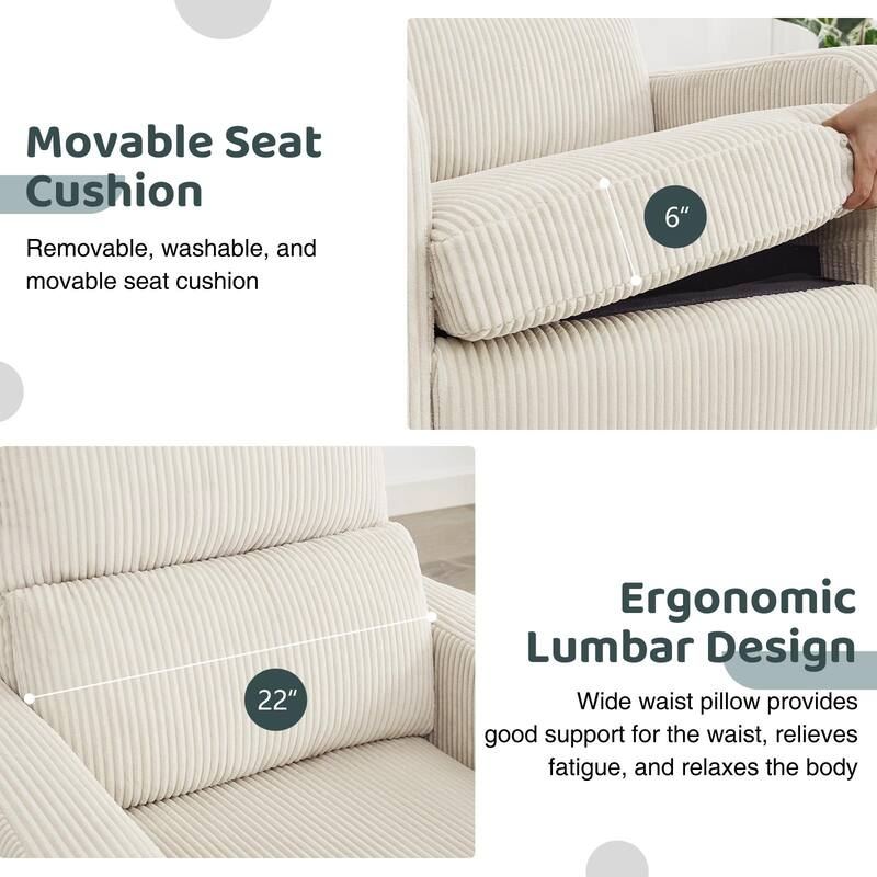 Swivel Manual Recliner Chair Teddy Fabric Nursery Glider Rocking Recliner Set of 2