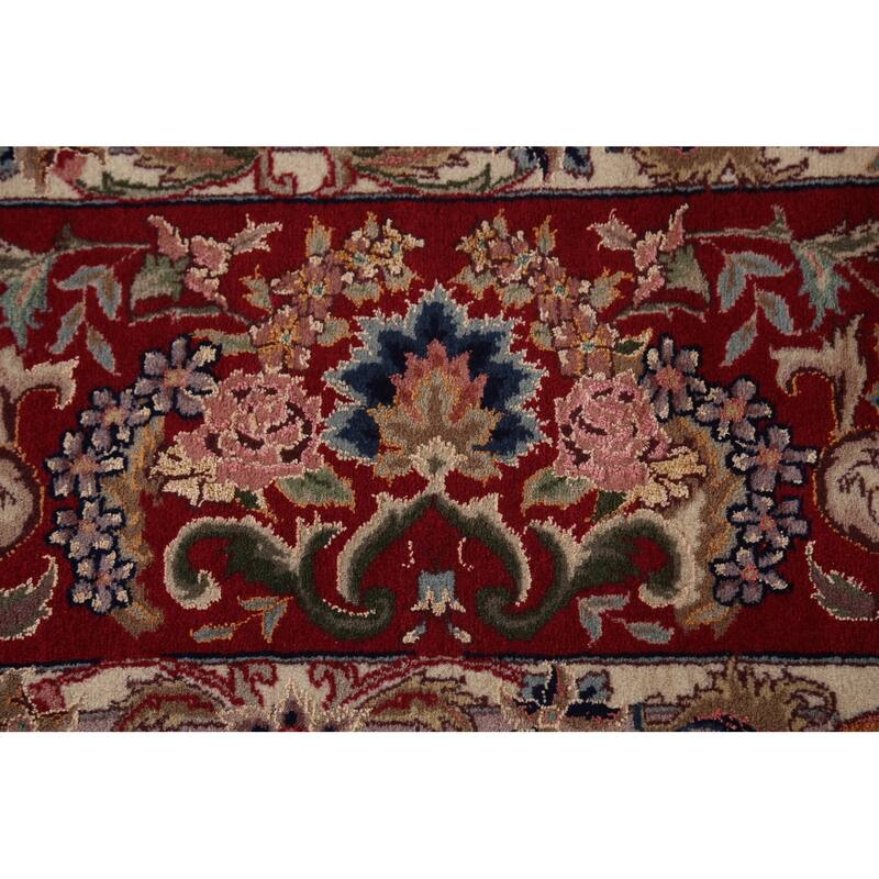 Vegetable Dye Ivory Tabriz Chinese Area Rug Handmade Wool Carpet - 8'2"x 10'7"