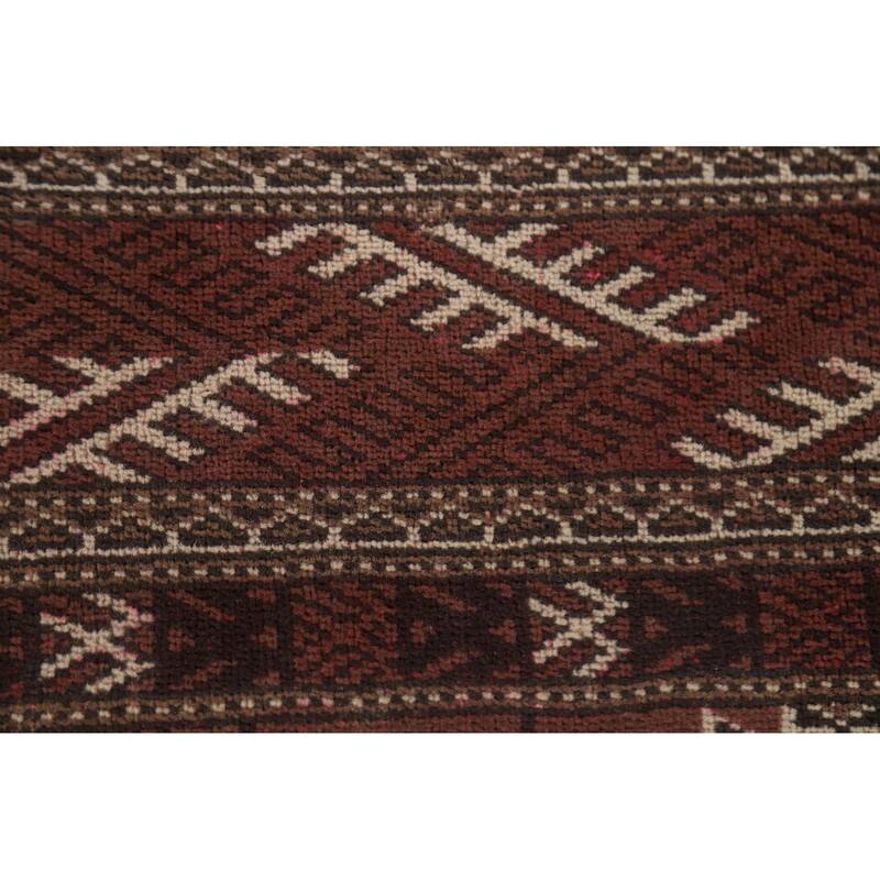 Hand Knotted Oriental 100% Wool Carpet Traditional All-Over Red Bokhara Area Rug - 12' 3'' X 8' 0''