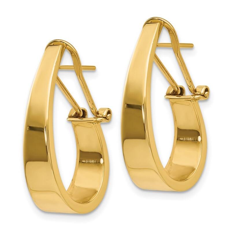 Curata 14k Yellow Gold Polished J Hoop Omega Back Post Earrings 22x6mm