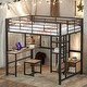 preview thumbnail 15 of 23, Space-Saving Solid Metal Full Size Loft Bed,