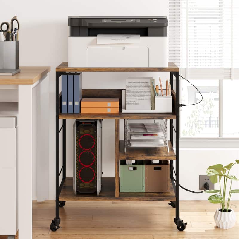 Farmhouse Movable File Cabinet Printer Stand for Home Office
