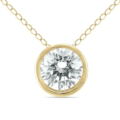 Marquee 1/3 Carat Diamond Bezel Pendant in 14K Yellow Gold
