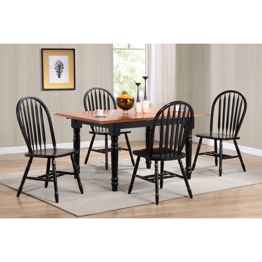 30 in. H, 7 -Piece Black Rectangle Wood Top with High Lattice Back 6 Seating Dining Room Set