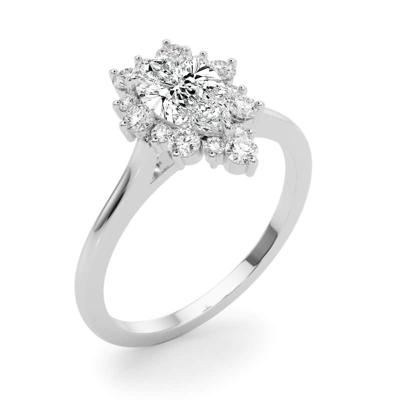 Auriya 14k White Gold Lab Grown Pear Diamond Halo Engagement Ring 0.50 to 5.00 ct. tw. (F-G VS)