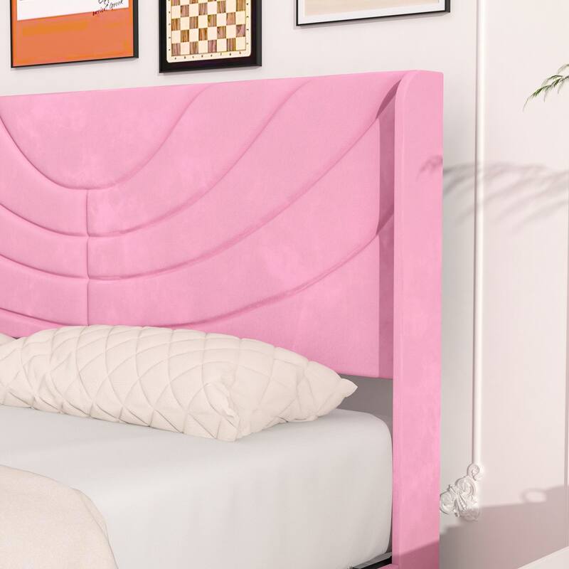 Javlergo Upholstered Bed with Tufted Headboard Bed Frames with Storage Drawers Princess Platform Bed with Wooden Slats Support