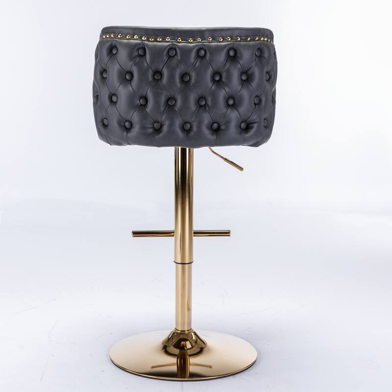 2pc Adjusatble Height Swivel Bar Stools PU Leather Counter Stools