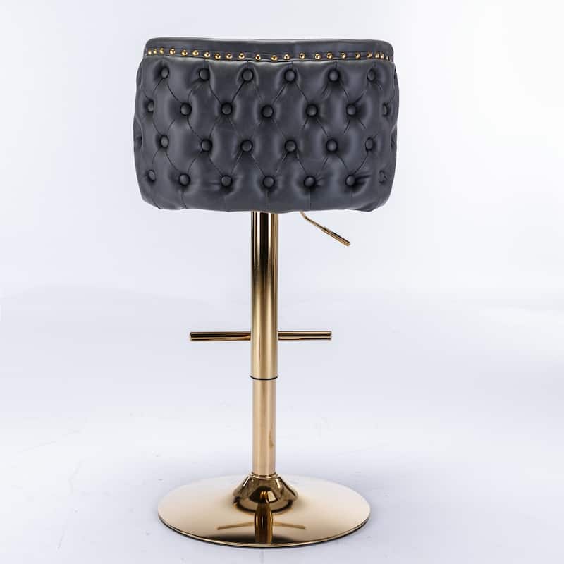 PU Upholstered Swivel Barstools Adjusatble Seat Height, Set of 2