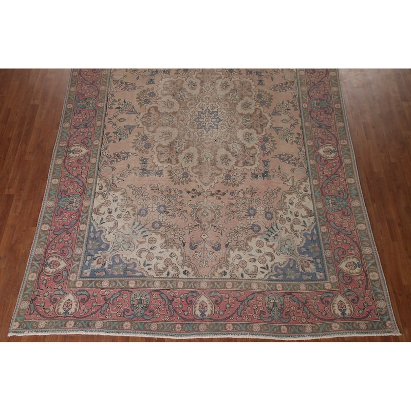Tabriz Persian Vintage Area Rug Hand-knotted Wool Carpet - 8'10" x 12'10"