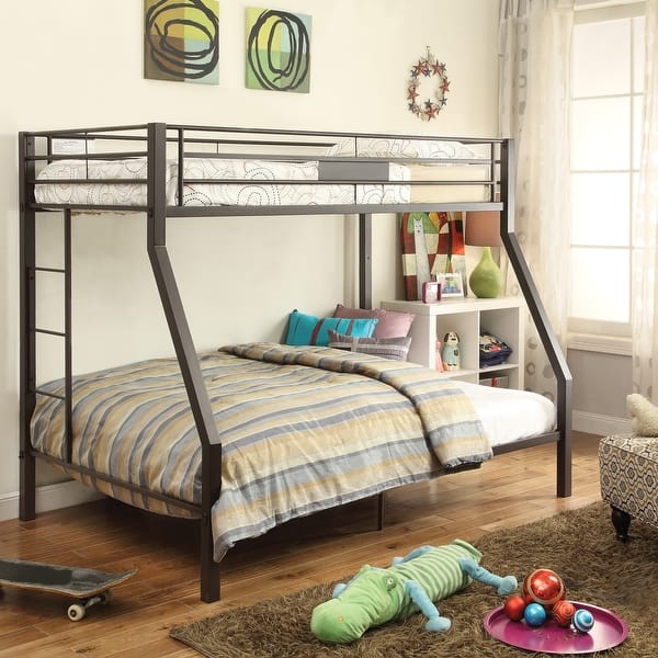slide 2 of 5, Metal Twin Over Full Bunk Bed Brown