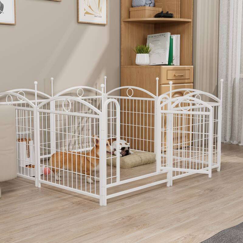Dog Playpen Indoor 24 inch 8 Panels Metal Dog Pen Pet Dog Fence