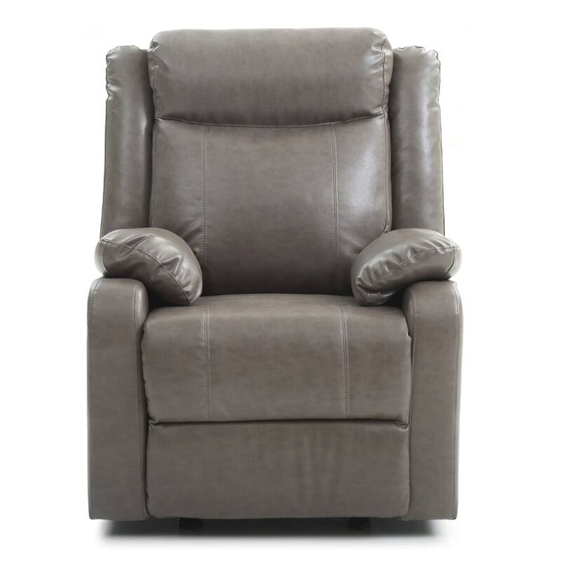 Faux Leather Comfort Rocker Recliner with Steel Frame Mechanism, Padded Arms, Manual Release