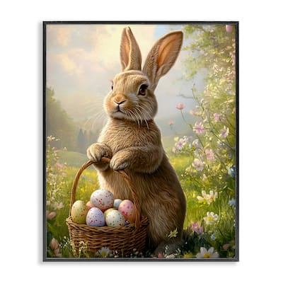 Stupell Bunny with Easter Basket Framed Giclee Art Design By Franklyn Gregory