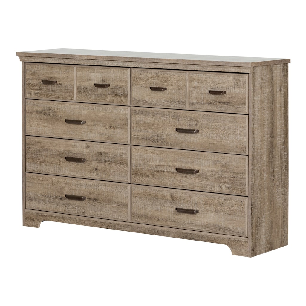 8-Drawer Weathered Oak Dresser Featuring Modern Rustic Style, Large Capacity Drawers, and Durable Construction