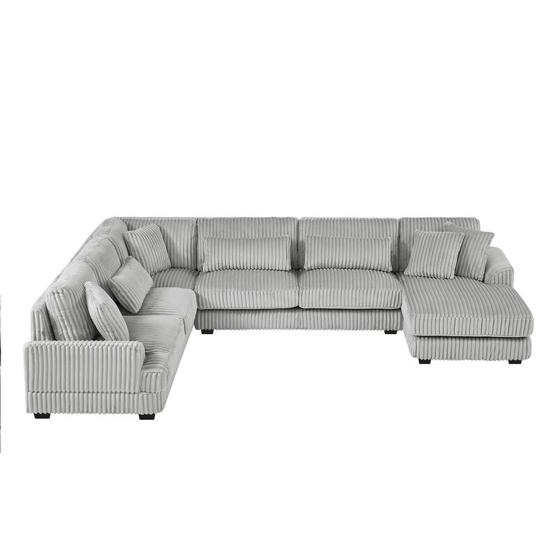 129.1" Corduroy U-Shaped Sectional Sofa with Chaise