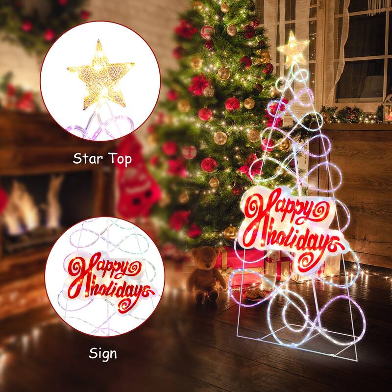 Gymax 5.6FT Pre-lit Christmas Tree 6 Lighting Modes Indoor Outdoor