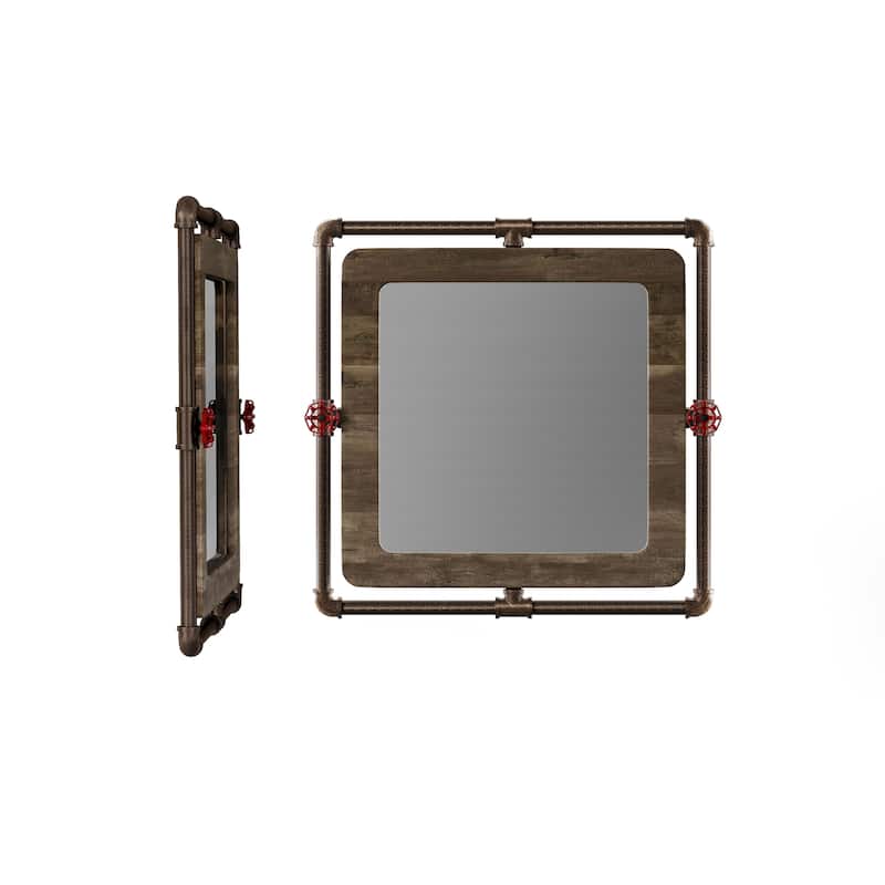 DH BASIC Industrial Pipe and Water Valve Accent Wall Mirror by Denhour