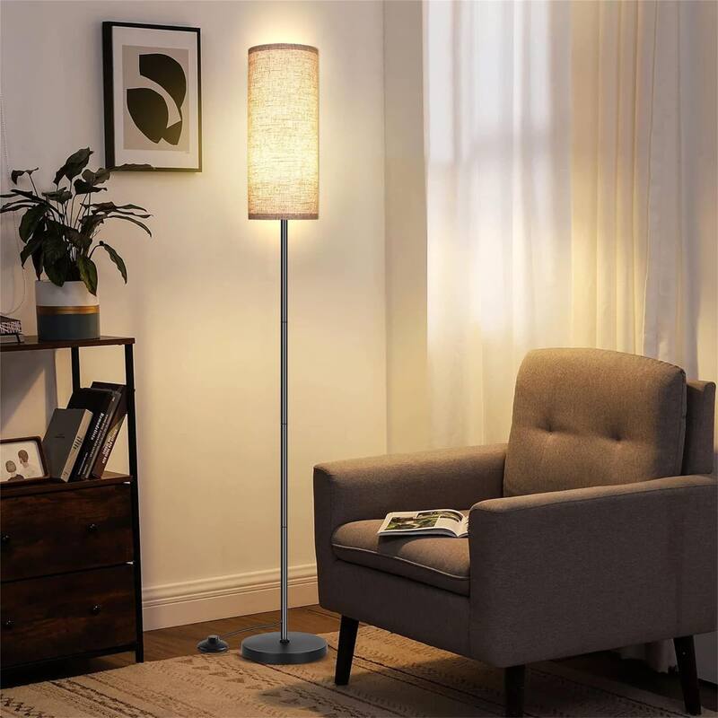 Modern Standing Lamps with Lampshade and Foot Switch(Bulb Not Included) - Linen