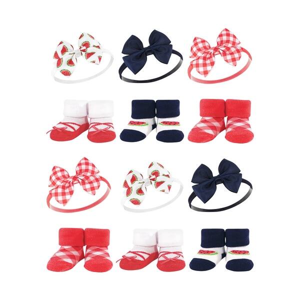 slide 1 of 1, Hudson Baby Infant Girl 12Pc Headband and Socks Giftset, Watermelon, One Size - Watermelon Watermelon - One Size