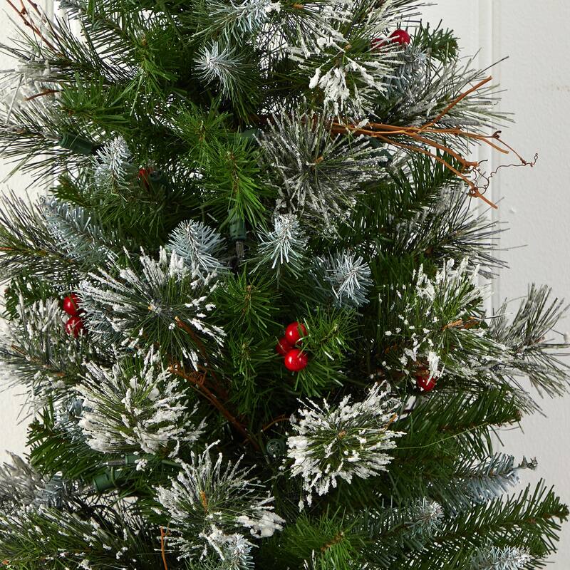 3' Pre-Lit Frosted Pine Artificial Christmas Tree, Clear Lights - 3 Foot