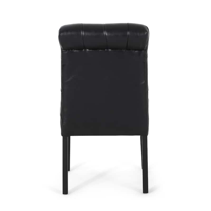 Set of 2 Faux Leather Upholstered Dining Chairs with Wood Legs