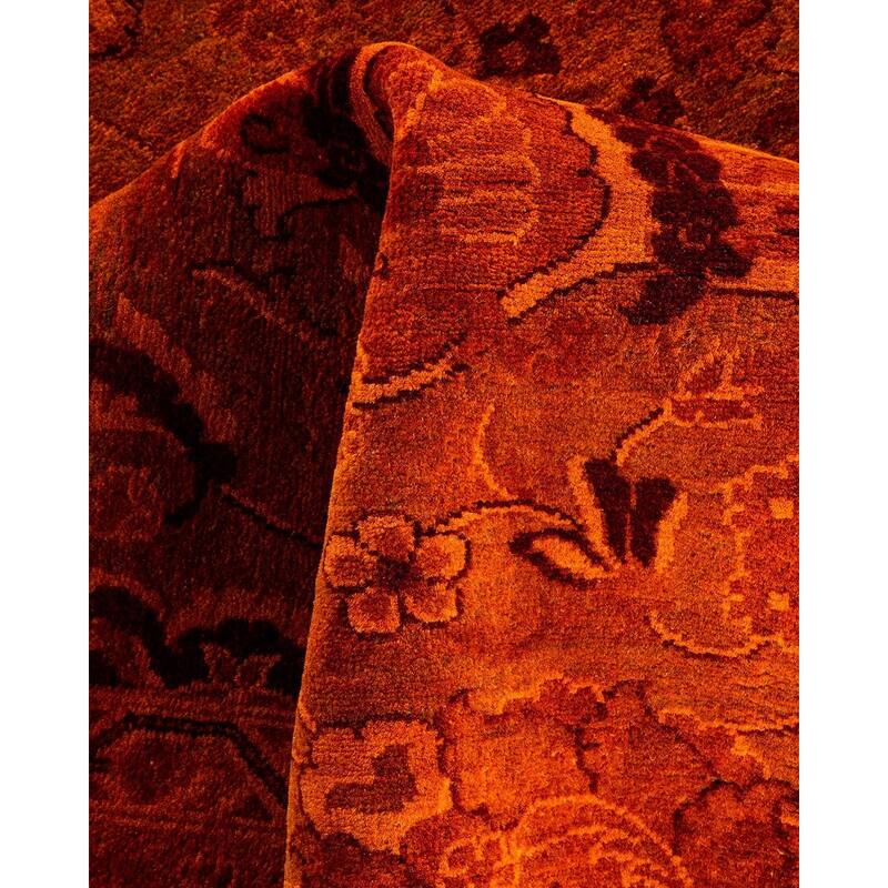Overton Hand Knotted Wool Vintage Inspired Modern Contemporary Overdyed Orange Area Rug - 4' 7" x 7' 2"